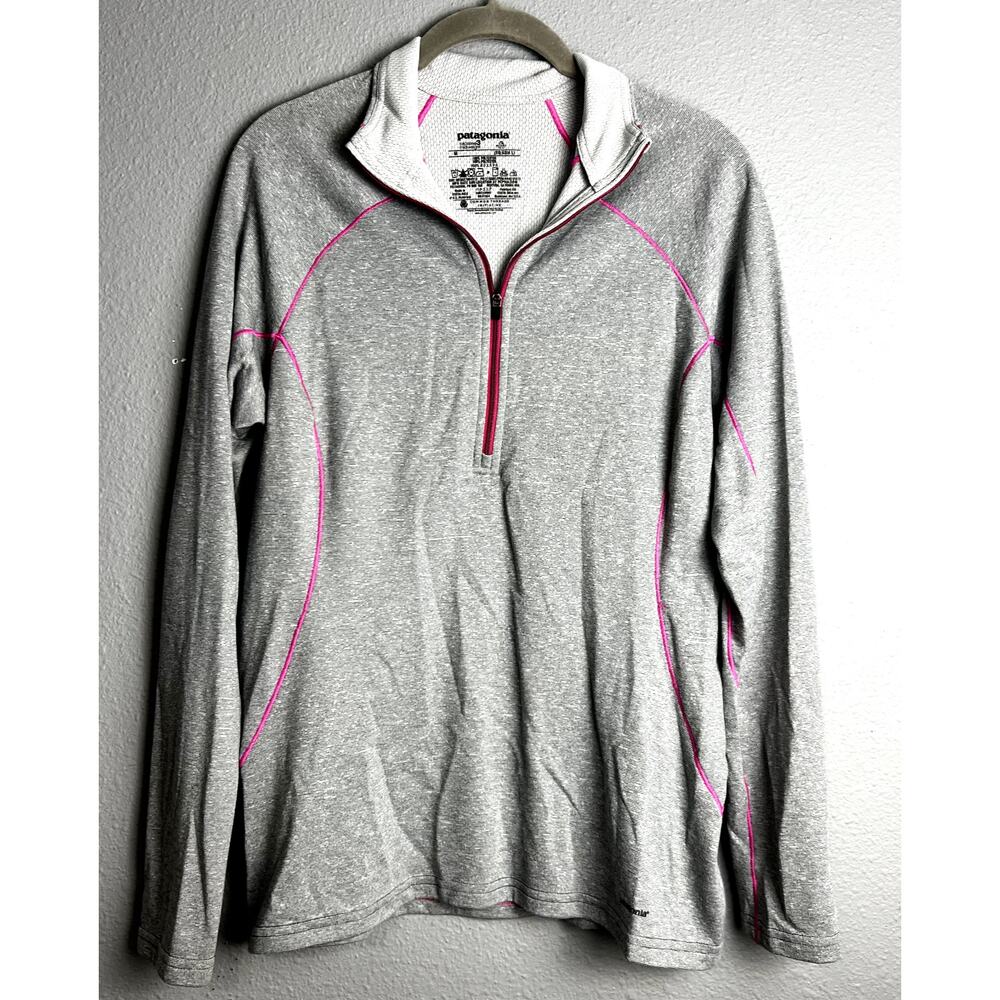 Patagonia Capilene 3 Midweight 1/2 Zip Polartec Baselayer Women Medium Gray Pink